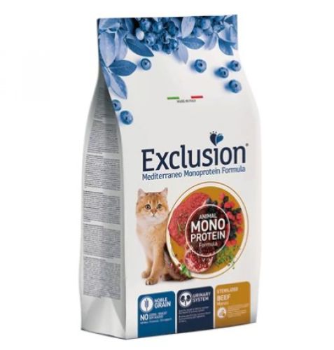 Exclusion Mediterraneo Monoprotein Beef Sterilized száraz macskatáp ivartalanított macskáknak  1.5 kg
