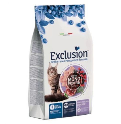 Exclusion Mediterraneo Monoprotein Chicken Giant Sterilized száraz macskatáp ivartalanított macskáknak  1.5 kg
