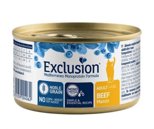 Exclusion Mediterraneo Monoprotein Beef konzerv macskák számára  85 g