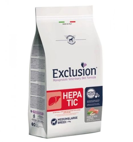 Exclusion Hepatic Pork & Rice & Pea Medium & Large Breed száraz kutyatáp  12 kg