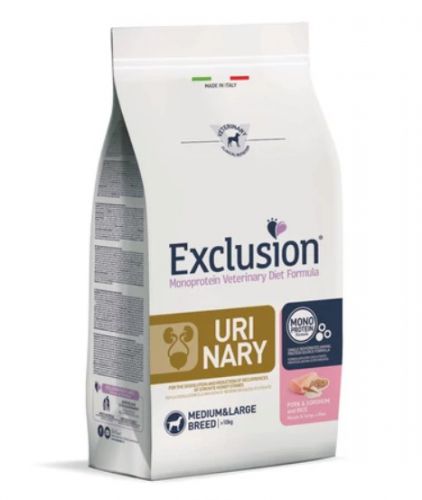 Exclusion Urinary Pork & Sorghum and Rice Medium & Large Breed száraz kutyatáp  12 kg