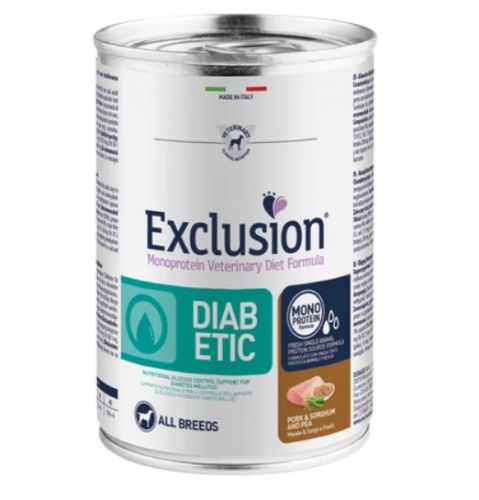 Exclusion Diabetic Pork & Sorghum konzerv kutyák számára  400 g