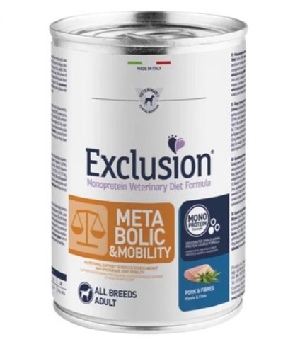 Exclusion Metabolic & Mobility Pork & Fibres konzerv kutyák számára  400 g