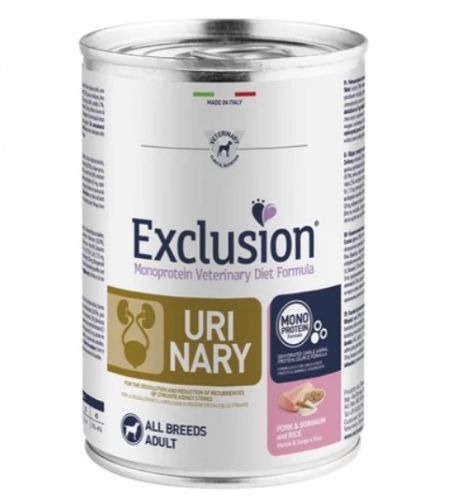Exclusion Urinary Pork & Sorghum and Rice konzerv kutyák számára  400 g