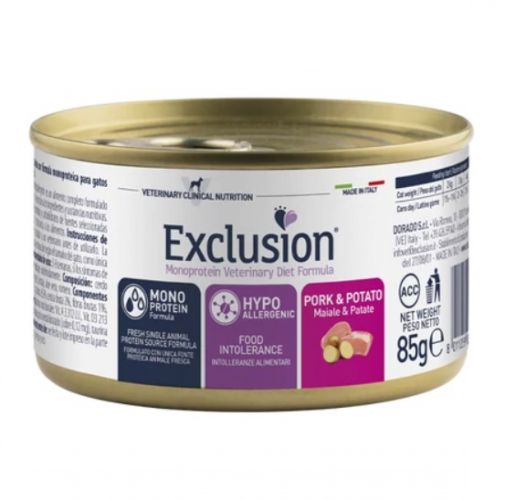 Exclusion Hypoallergenic Pork & Potato konzerv macskák számára  85 g