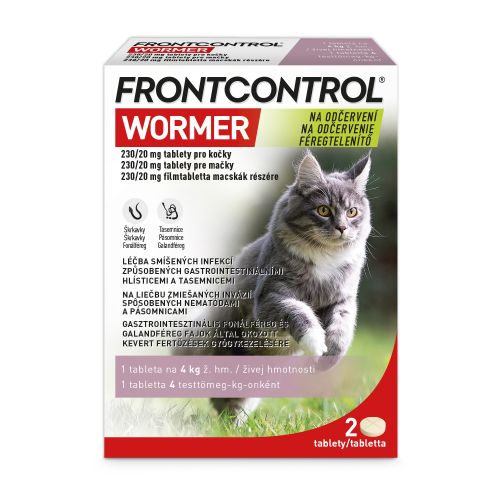 Frontcontrol Wormer féregtelenítő tabletta macskák számára 2 x  1 tabletta