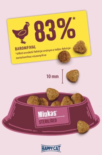 Happy Cat Minkas Sterilised Poultry - szárazeledel baromfival macskák számára 9+1 kg   10 kg