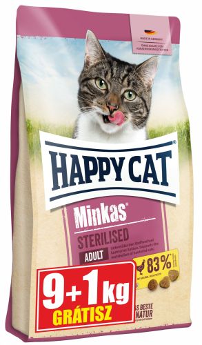 Happy Cat Minkas Sterilised Poultry - szárazeledel baromfival macskák számára 9+1 kg   10 kg