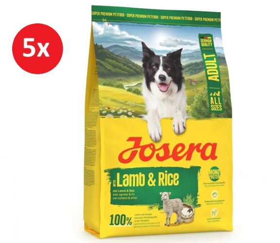 Josera Adult Lamb & Rice - gluténmentes szárazeledel kutyák számára 5 x  900 g