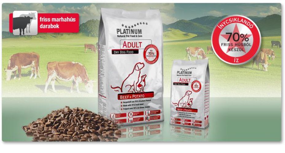 Platinum Adult Beef+Potato - szárazeledel kutyák számára  1.5 kg