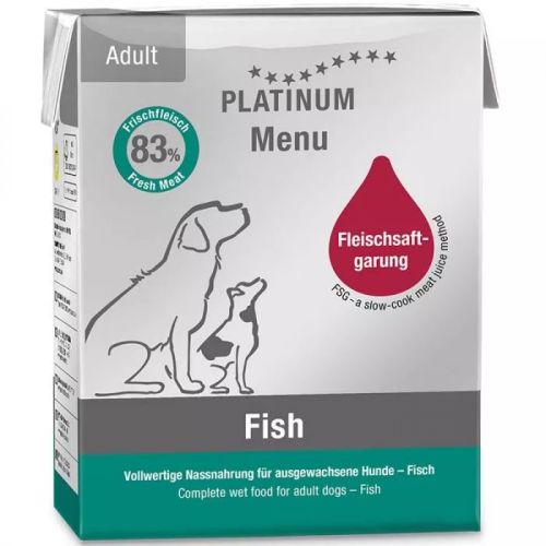 Platinum Menu Fish - nedvestáp felnőtt kutyák számára  375 g