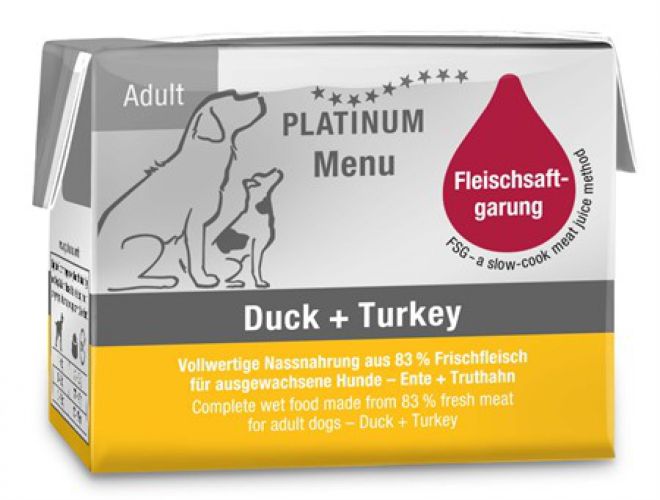 Platinum Menu Duck+Turkey - nedvestáp felnőtt kutyák számára  90 g