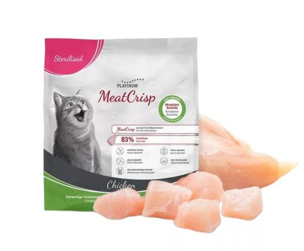 Platinum MeatCrisp Sterilised Chicken - szárazeledel macskák számára  400 g