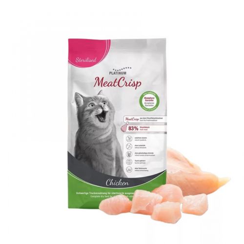 Platinum MeatCrisp Sterilised Chicken - szárazeledel macskák számára  1.5 kg