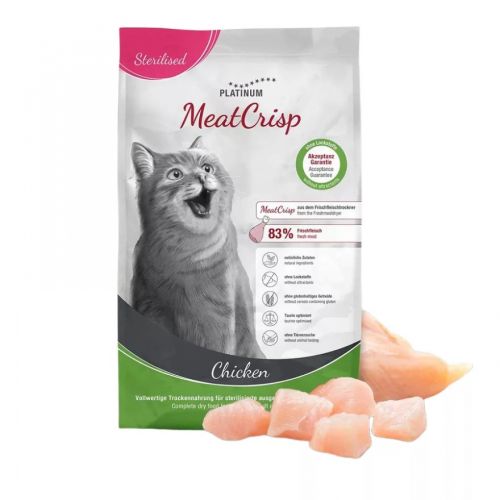 Platinum MeatCrisp Sterilised Chicken - szárazeledel macskák számára  3 kg
