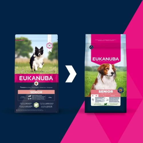Eukanuba Life Care Senior S/M Lamb&Rice - szárazeledel kis- és közepes testű idős kutyák számára báránnyal és rizzsel  12 kg