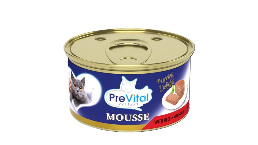 PreVital Mousse Beef - pástétom marhával felnőtt macskák számára  85 g