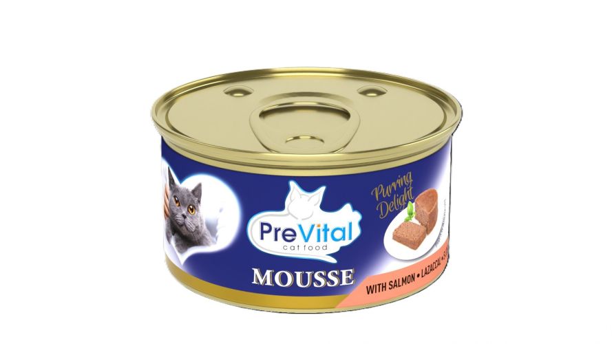 PreVital Mousse Salmon - pástétom lazaccal felnőtt macskák számára  85 g