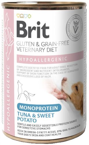 Brit Veterinary Diet Gluten & Grain-Free Hypoallergenic Monoprotein Tuna & Sweet Potato konzerv  400 g