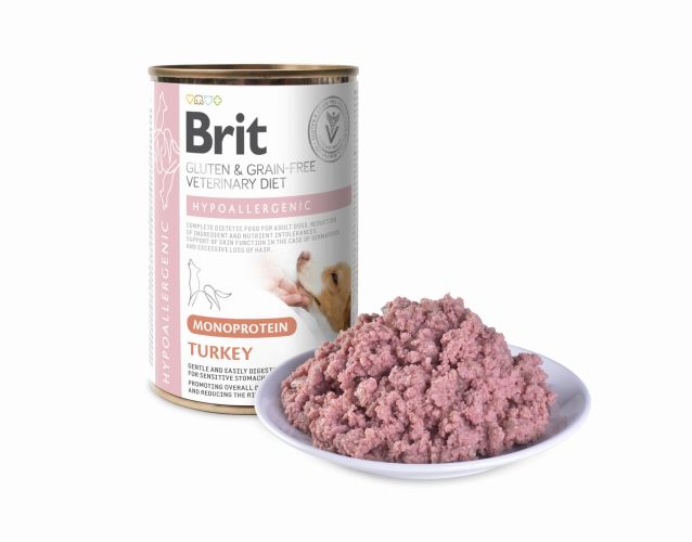 Brit Veterinary Diet Gluten & Grain-Free Hypoallergenic Monoprotein Turkey konzerv  400 g