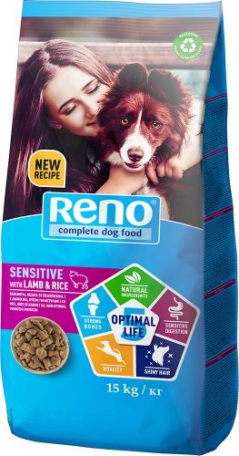 Reno Optimal Life 5 Sensitive with Lamb & Rice - szárazeledel kutyák számára  15 kg