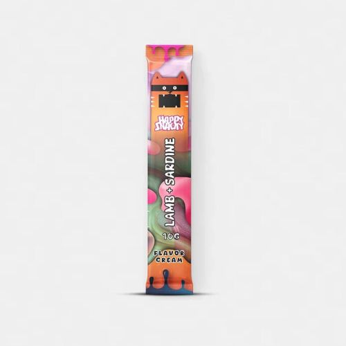 Happy Snacky Cat Flavor Cream Lamb + Sardine - krémes jutalomfalat macskák számára 4 x 10 g