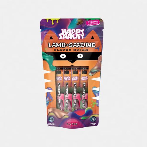 Happy Snacky Cat Flavor Cream Lamb + Sardine - krémes jutalomfalat macskák számára 4 x 10 g