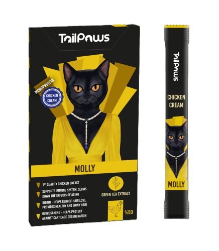 TailPaws Molly Chicken - jutalomfalat macskák számára 5 x 15 g