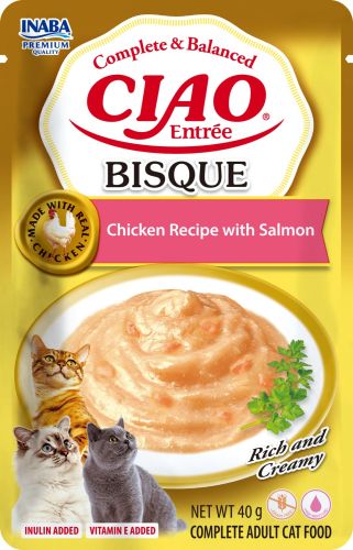 Inaba Cat Ciao Entrée Bisque Chicken with Salmon - csirke-lazac  40 g