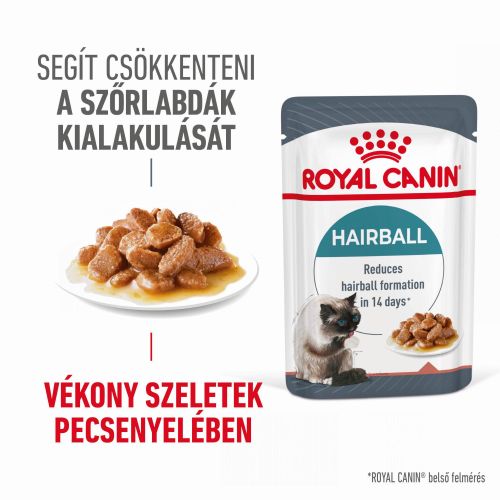 Royal Canin Hairball Care - szószos nedves táp felnőtt macskák részére a szőrlabdák könnyebb eltávozásáért 12 x  85 g