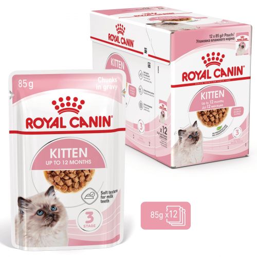 Royal Canin Kitten Gravy - szószos nedvestáp kölyök macska szószos nedves táp 12 x  85 g