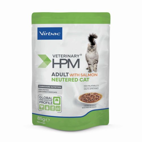 Virbac Veterinary HPM Adult Neutered Cat with Salmon nedves 12 x  85 g
