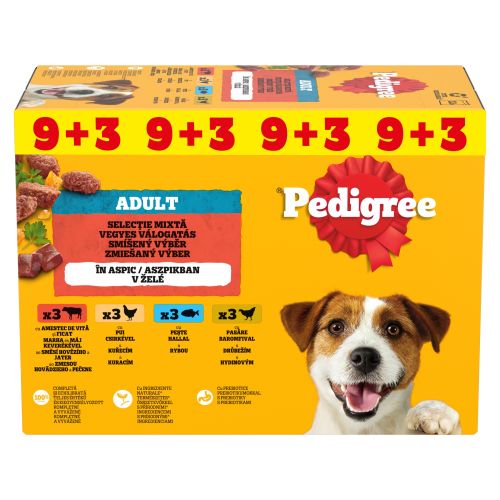 Pedigree alutasakos eledel válogatás - marha és máj / csirke / hal / baromfi felnőtt kutyák számára 9+3 x 100 g