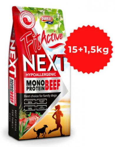 FitActive Next Hypoallergenic Monoprotein Beef - marhahús alapú szárazeledel vörösáfonyával kutyák számára  15+1.5 kg