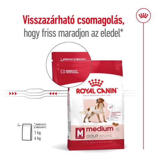 Royal Canin Medium Adult - közepes testű felnőtt kutya száraz táp 15 kg