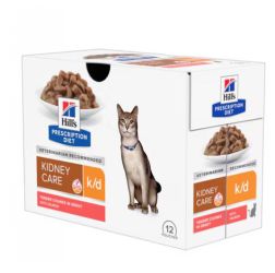 Hill's Prescription Diet k/d Kidney Care macskatáp, lazac - alutasakos 12 x  85 g