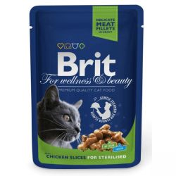 Brit Premium Cat Chicken Slices for Sterilised alutasakos  100 g