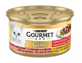 Gourmet Gold Falatok szószban csirkével és lazaccal   85 g
