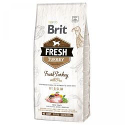 Brit Fresh Overweight & Senior Dogs Fit & Slim - Pulyka és borsó  12 kg