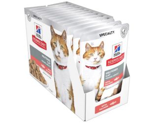 Hill's Science Plan Young Adult Sterilised nedves macskatáp, lazac 12 x  85 g