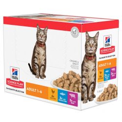 Hill's Science Plan Adult nedves macskatáp, csirke-hal-marha 12 x  85 g