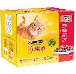 Friskies nedves macskaeledel szószban - csirkével, marhával, báránnyal, kacsával 12 x  85 g