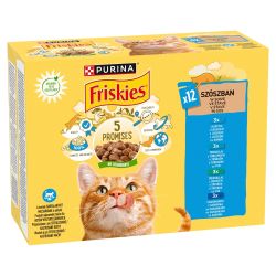 Friskies nedves macskaeledel szószban - lazaccal, tonhallal, szardíniával, tőkehallal 12 x  85 g