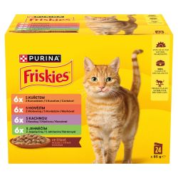 Friskies nedves macskaeledel szószban - csirkével, marhával, báránnyal, kacsával 10 x  85 g
