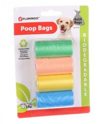 Flamingo bio (lebomló) kutyagumigyűjtő zacskó - mix 4 x  15 db