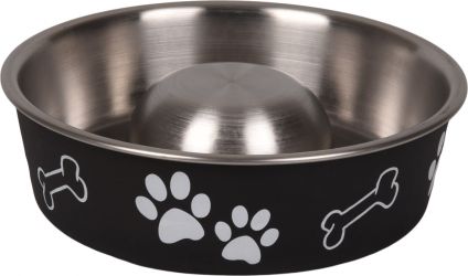 Flamingo Bella Kena evéslassító fémtál kutyáknak - fekete  500 ml