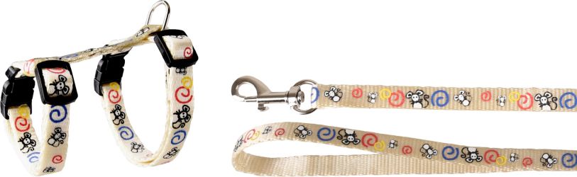 Flamingo egérkés macska hám és póráz - fehér  1 db