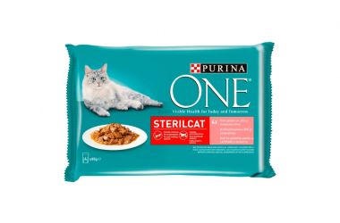 Purina ONE Sterilcat lazaccal és répával nedves macskaeledel 4 x  85 g
