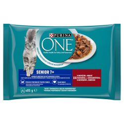 Purina ONE Senior 7+ nedves macskaeledel 4 x  85 g