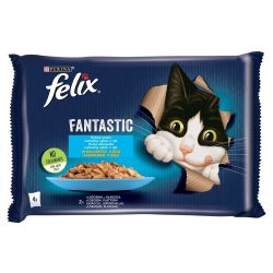 Felix Fantastic Halas Válogatás aszpikban lazaccal, lepényhallal 4 x  85 g